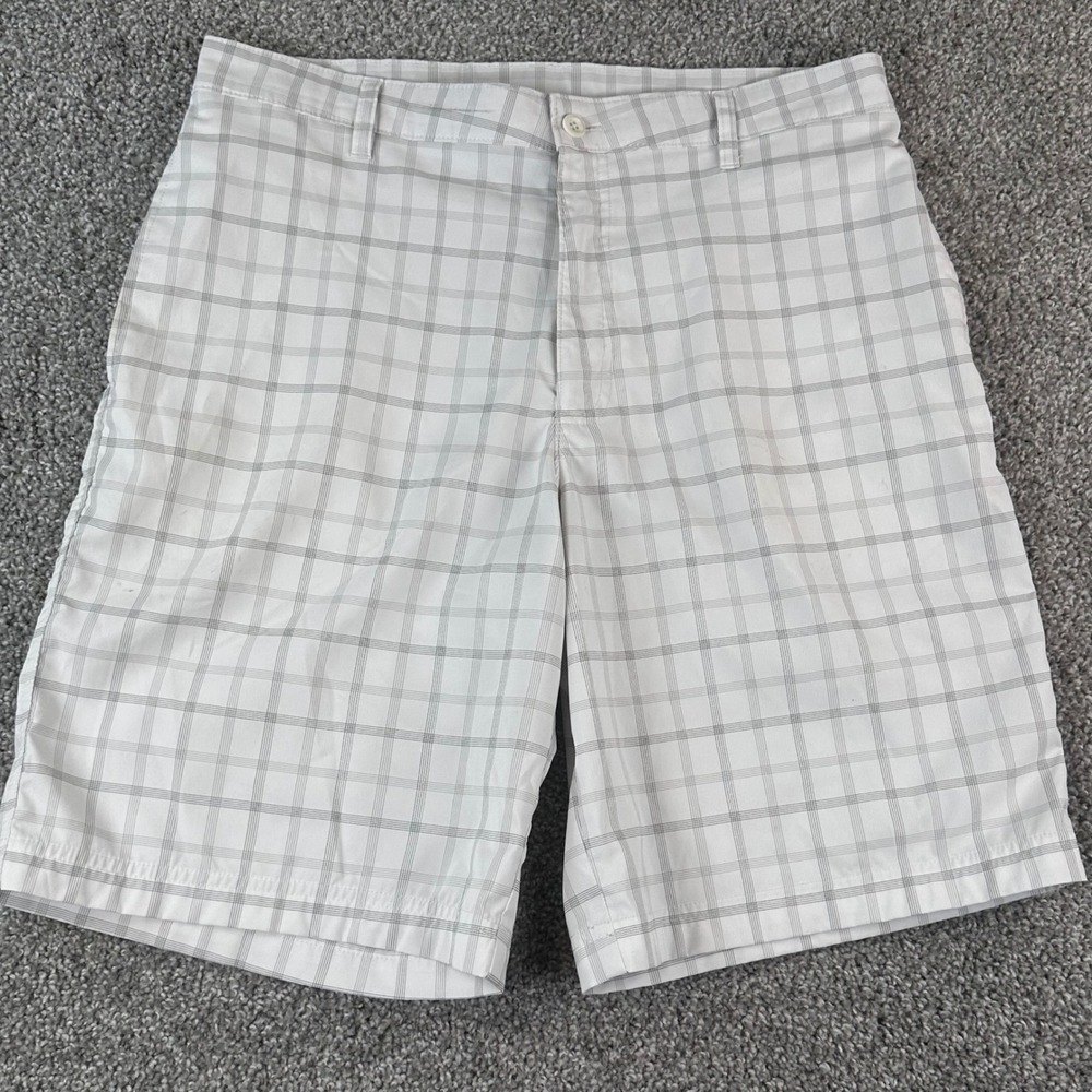 C9 by Champion Golf Shorts Mens 34W White Grey Plaid Performance Active READ